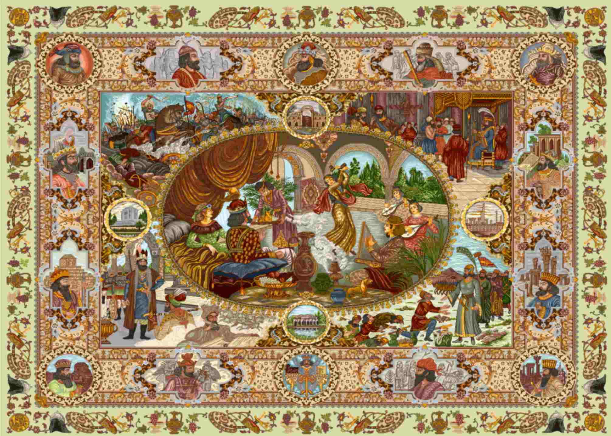 تابلوفرش چاپی طرح نقاشی ایرانی کد 3424